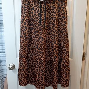 Time and Tru Leopard Print Maxi Skirt - Brown & Black